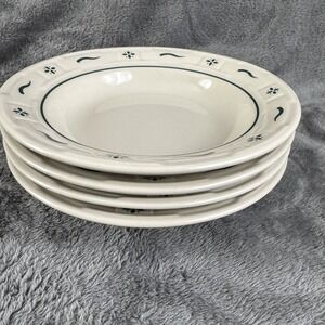 4 Longaberger Woven Traditions Heritage Green Soup Salad Stackable Bowl 8" EUC